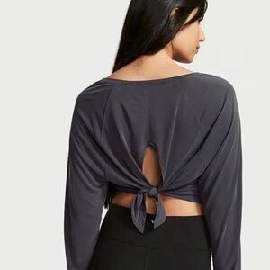 ⚡️Victoria's Secret Sport Charcoal Grey Back-Tie Long Sleeve Crop Top